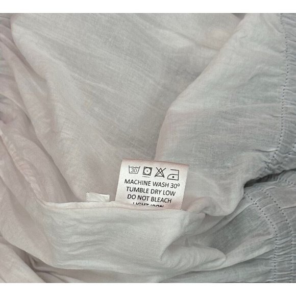 V. DE. Vinster White V-Neck Navy Blue Mini Pom Pom Details Easy Wear Dress Sz S - Picture 5 of 7